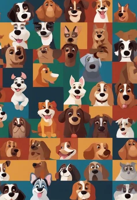 Disney-Pixar-style dogs, hightquality, top-quality