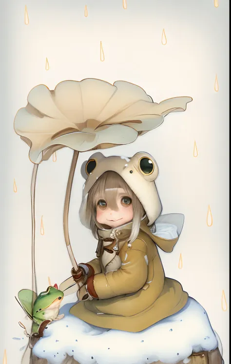 Jean-Baptiste Monges painting of a small frog, Dressed in warm coat with rescue gear on winter day with snow, , jean - baptiste monge, anthropomorphic --ar 2:3 --testp -optimistic;