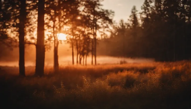 forest background sun set time orenge sky