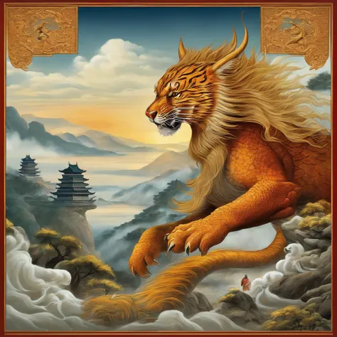 Yamakawa，rios，Sun，Mountain and Sea Skylark Scroll，Ancient mythology《Mountain and Sea Sutra》，Epic composition，shadowing，National style，martial art，Moves，Practice martial arts，Martial arts, mythology, dragon, tiger, tortise, pheonix