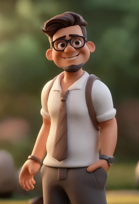 Cartoon character of a man with black glasses,black cap,sarong and a white shirt, animation character, Caractere estilizado, animation style rendering, 3D estilizado, Arnold Maya render, 3 d render stylized, toon render keyshot, Personagem 3D, Personagem 3...