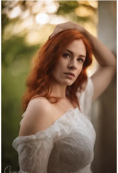 there is a woman with red hair and a bra top posing for a picture, redhead, redhead girl, bedroom eyes, crimson red hair and red eyes, with red hair, sexy look at the camera, red head, seductively looking in front, she has red hair, with red hair and green...