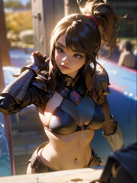 Beautiful female warrior in insanely sexy bikini armor