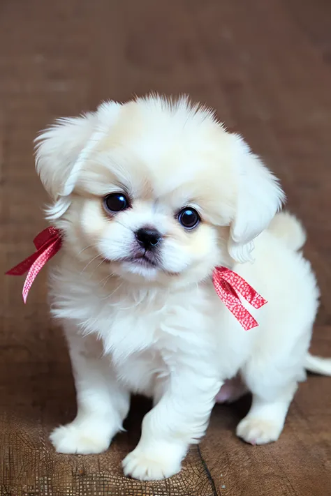 Fluffy little white dog,Pekingese