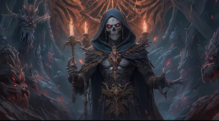 (extremely detailed 8k wallpaper), a medium shot photo of a fearful necromancer, intricate, high detail, dramatic