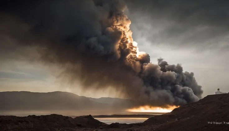 A colossal meteorite hurtling towards Earth, fiery tail trailing behind, the surface covered in craters and jagged rocks, looming ominously over a coastal city, capturing the panic and awe of onlookers, Photography, using a high-speed telephoto lens (e.g.,...