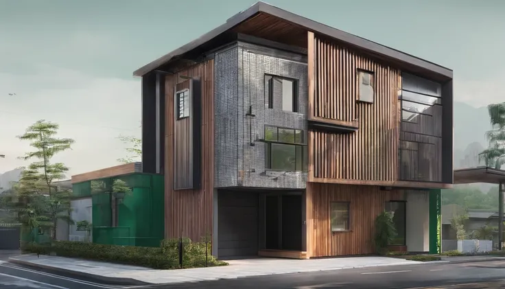 Ancient building street in southern China，Facade house，Green brick and gray tiles，Brick and wood construction，Panoramic view。