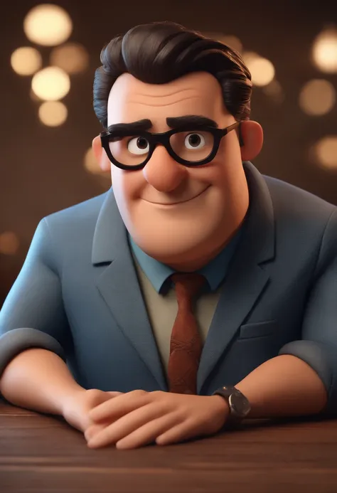 Cartoon character of a man with black glasses and a blue shirt, animation character, Caractere estilizado, animation style rendering, 3D estilizado, Arnold Maya render, 3 d render stylized, toon render keyshot, Personagem 3D, Personagem 3D, 3d rendering st...