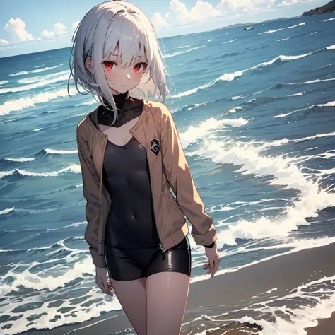 ((top quality,shinkai makoto style, ultra-detailed,high resolution,extremely detailed CG,unity 8k wallpaper,by famous artist,perfect anatomy,super detailed skin,cinematic lighting)),break,(Please draw a picture of a girl in a swimsuit walking on the beach....