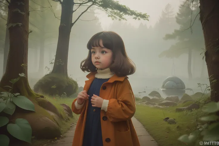 year: 1974. Location: Germany. Pre-Raphaelite little girl, oversized coat, turtle, Michael Endes Momo,  ((((Clothing from the 1970s)))) ((Hairstyle of the 1970s)), ((("OMITB" cinematography)))