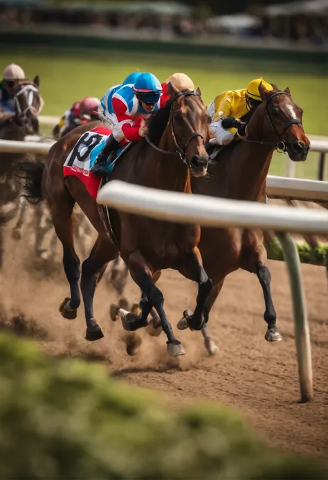 1st place is number 8、2nd place is number 7、３Horse racing with the No. 2 bib