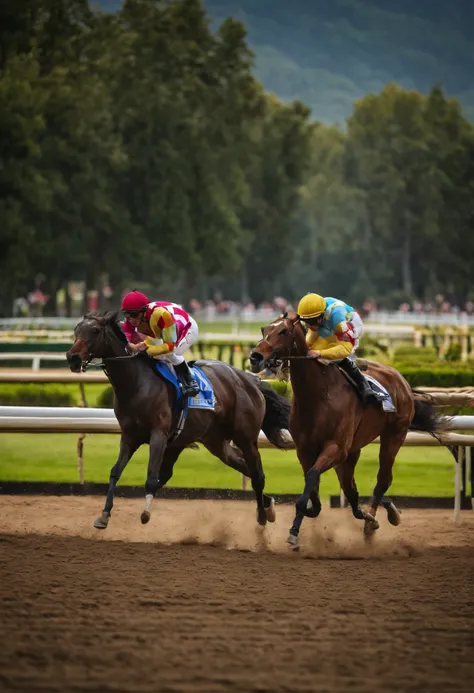 1st place is number 8、2nd place is number 7、３Horse racing with the No. 2 bib