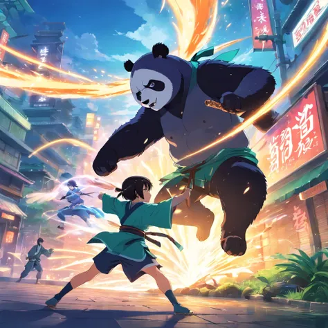 ninja fighting a panda