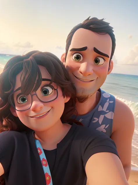 casal fofo da pixar na praia