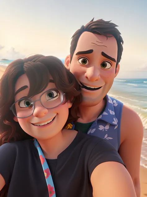 casal fofo da pixar na praia