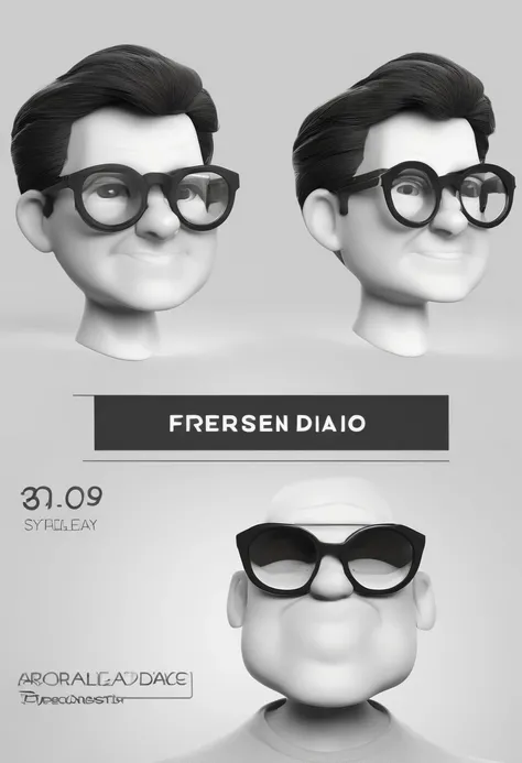 Cartoon character of a man with black glasses and a black shirt, animation character, Caractere estilizado, animation style rendering, 3D estilizado, Arnold Maya render, 3 d render stylized, toon render keyshot, Personagem 3D, Personagem 3D, 3d rendering s...