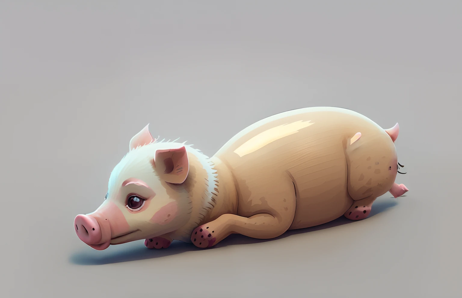 Illustration of a pig，Flat style illustration，Kawaii lovely，cartoony