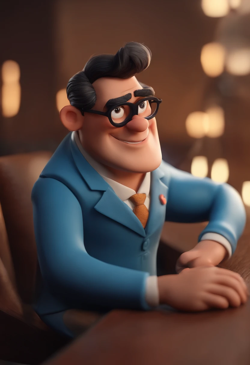 Cartoon character of a man wearing black glasses and a blue shirt, um personagem animado, Caractere estilizado, animation style rendering, 3D estilizado, Arnold Maya render, 3 d render stylized, toon render keyshot, Personagem 3D, Personagem 3D, 3d renderi...