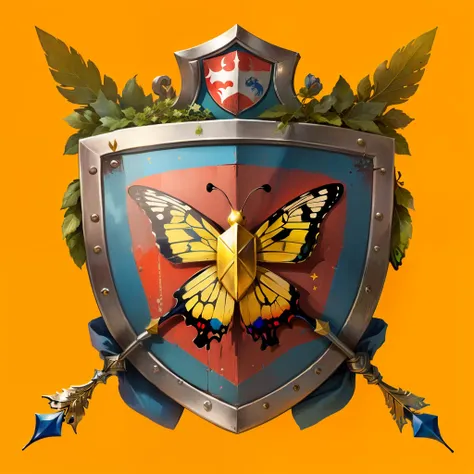 Shield with two arrows and a butterfly coat of arms