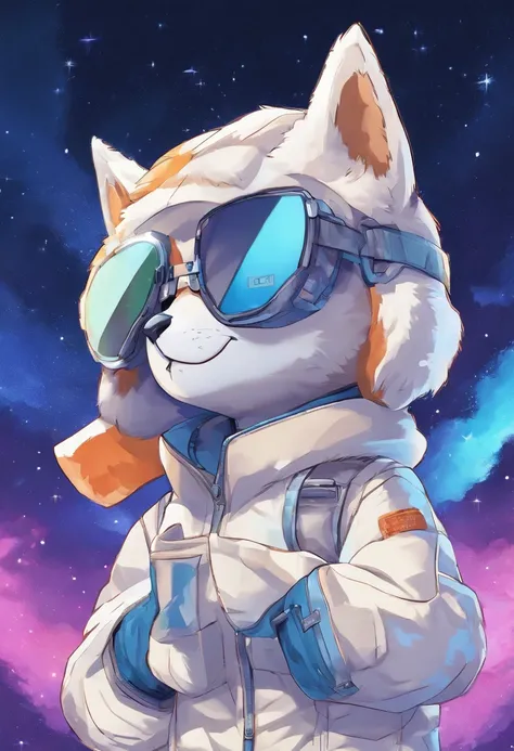 Starry sky colored fur, mammal, Furry, Male, Solo, wears, visor, Summer,pantiess，White  socks，coyote，Blue fur 1.5，Fine Hand 1.5