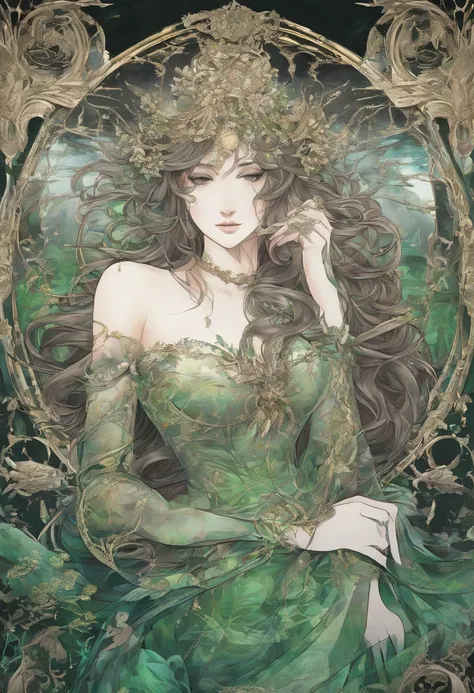 (Masterpiece, Best quality, Ultra-detailed, Best Illustration:1.4), 1 Dryad, (Slime girl:1.1),(See-through:1.5）afloat,Green wind ，Silk fabric，(refractions,Reflection:1.7) , Transparent skin, sunshine day，ln the forest