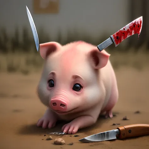 Piglet hold a bloody knife flim poster