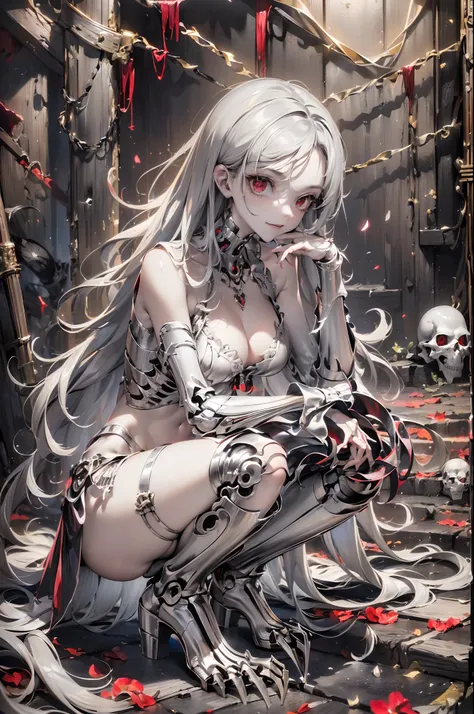 (best quality), (masterpiece), (extremely detailed beauty: 1.2),
1 girl, solo,(silver box: 1.15), (silver skull: 1.4), (silver s...