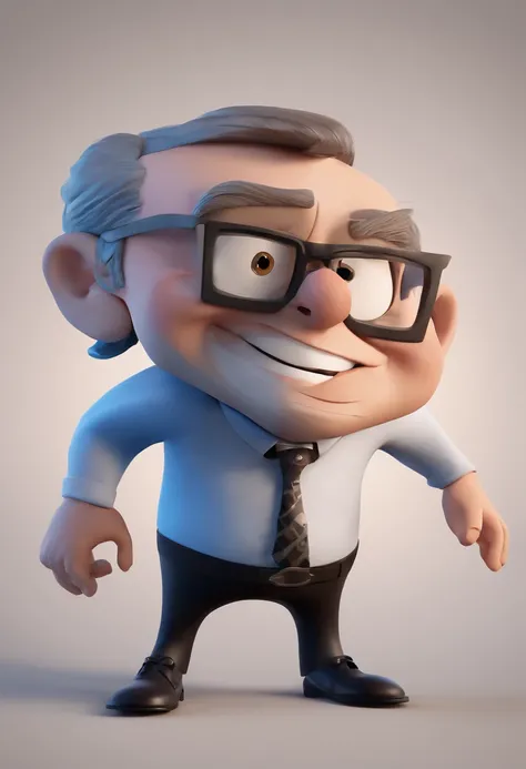 Cartoon character of a man with black glasses and a blue shirt, animation character, Caractere estilizado, animation style rendering, 3D estilizado, Arnold Maya render, 3 d render stylized, toon render keyshot, Personagem 3D, Personagem 3D, 3d rendering st...