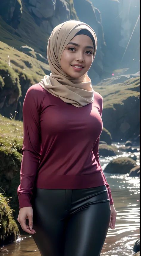 RAW, Best quality, high resolution, masterpiece: 1.3), beautiful Malay woman in hijab (iu:0.8),Best quality, high resolution, Masterpiece: 1.3, Beautiful  hijabi malay girl, Masterpiece, Soft smile,Beautiful Malay women wear pastel color hijab, ((In the wo...