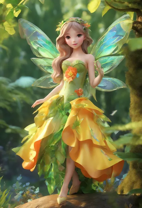 (Masterpiece, Best quality, Ultra-detailed, Best Illustration:1.4), 1 Little Fairy, The wings of the little fairy，(Airflow Maiden:1.1),(See-through:15）afloat,Green wind ，Silk fabric，(refractions,Reflection:1.2) ,  Transparent skin, sunshine day，ln the fore...