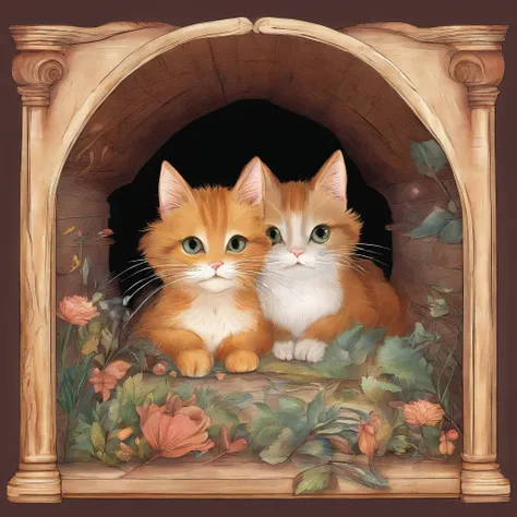 Cat tunnel at the back of the chest of drawers　Fantastic atmosphere　Picture book illustrations