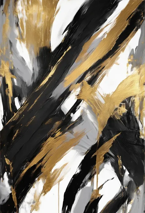 Black, Gold, Grey　Abstract Wall Art　Canvas Painting Black and White Gold Abstract Modern Art　scratch