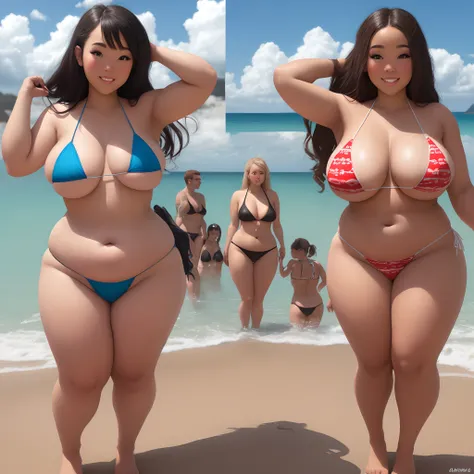 Weight gain progression girl skiny to fat with bikini and stuffing