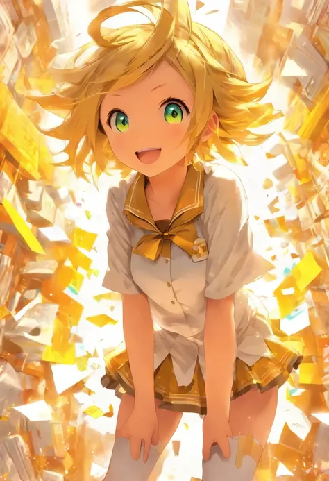 Kagamine Rin, school uniform, white underwear panties, skirt, white background,Instruction manual diagram, performance diagram,