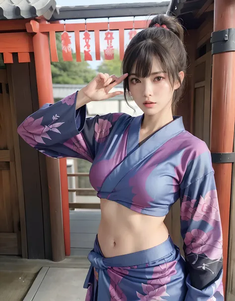 ((Female ninja))、(top-quality、8K、32K、​masterpiece、超A high resolution、nffsw:1.3)、(Japan idol:1.3)、1girl in、(Colossal tits:1.25)、(short-hair)、abdominals、the perfect body、((Takan Ninja)), Delicate facial features, Ultra-realistic, Hyper-realistic, 鎖骨、Shadow、o...