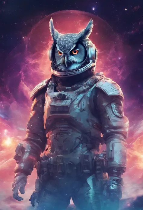 The owl wears a space helmet，Fly over the water，inverted image，Sharp focus，Bokeh，depth of fields，Works of masters，super-fine，Hyper-realistic，8K，Best picture quality，Detailed description，电影灯光，cinematic perspective