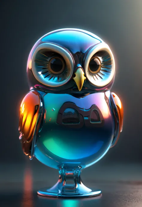 (Hooters:2.0)，metalictexture，Retro cyberpunk，ultra-realistic realism，The Arthur effect, Transparent body, Gradient translucent glass melt, Caustics, transparent glass texture, Irridescent color, Designed by Dietrams, Simple, Glows in high detail, white bac...