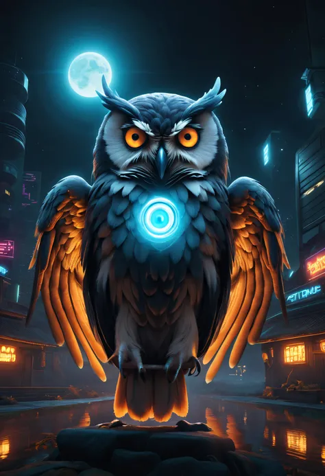 (Hooters:1.8)，A bird，Nocturnal birds，metalictexture，Retro cyberpunk，ultra-realistic realism，Thrilling dreams， ultra-realistic realism， abstracted， psychedelia, tmasterpiece，PsyAI, （tmasterpiece，best qualtiy：1.2），illustration，8k wallpaper，Dazzle，（Portals：1....