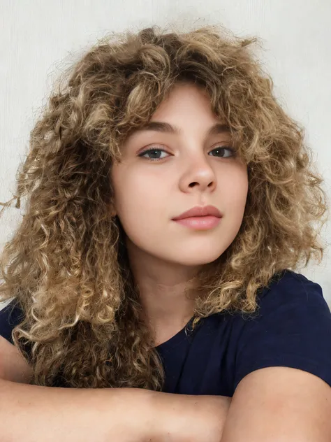 There is a woman with curly hair, posing for photography, curly blonde hair | D & D, very, Very curly blonde hair, Her face is framed by curls, curly bangs, curly blonde, blond curly hair, pale skin, curly blonde hair, curly hair, blonde curly hair, Dishev...