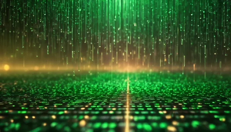 (best quality,4K,ultra realistic:1.2),matrix code,green,rain,3D