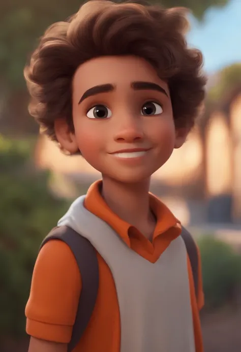 Image of a boy for a story in a YouTube video in Pixar format, Hes the little allabester, Hes the class leader, Hes outgoing, Playful and gets up for a lot of things, cabelo curto