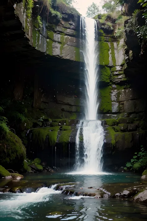 Waterfall image with crystal clear water well