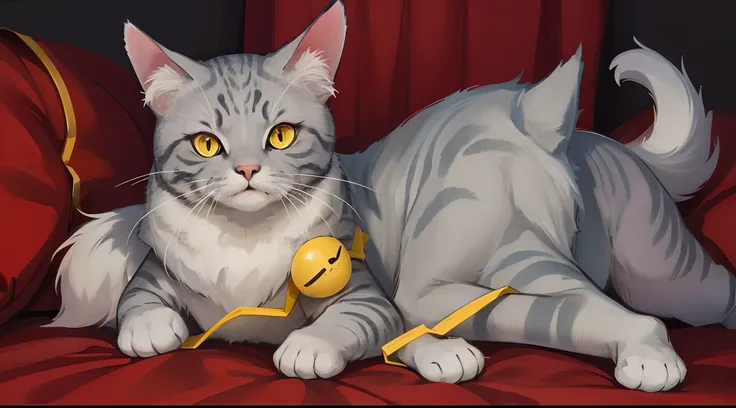 gray cat with yellow eyes dnd with eyepatch