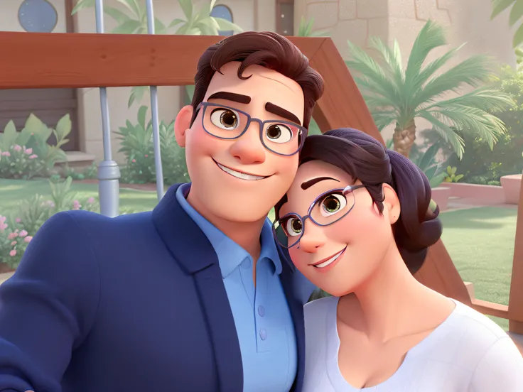 casal homem e mulher no estilo Disney Pixar, alta qualidade, melhor qualidade