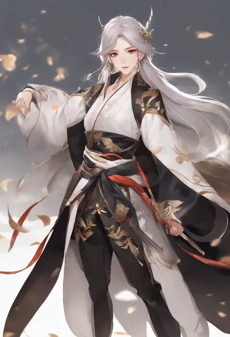 Un primer plano de una persona, Zhongli de Genshin Impact, Wuxia de cuerpo completo, Xilaxia de cuerpo completo, Personaje de Genshin Impact, inspirado por Zhao Yuan, por Yang J, Bian Lian, Heise Jinyao, Estilo de arte G Liulian,teenager,(white background)...