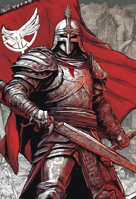 Templar warrior dark red cross