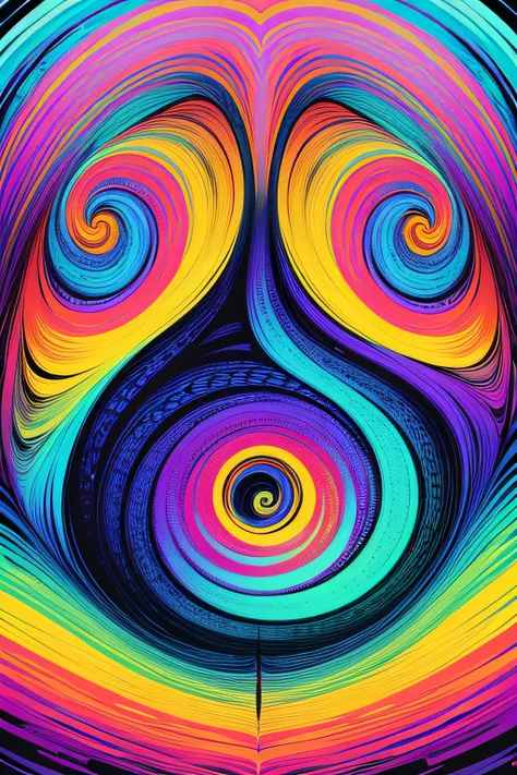 In an imaginary world of colorful and eternal distorted spirals, a psychedelic and magnificent trouble vision