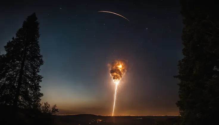 A meteor splits the sky in half