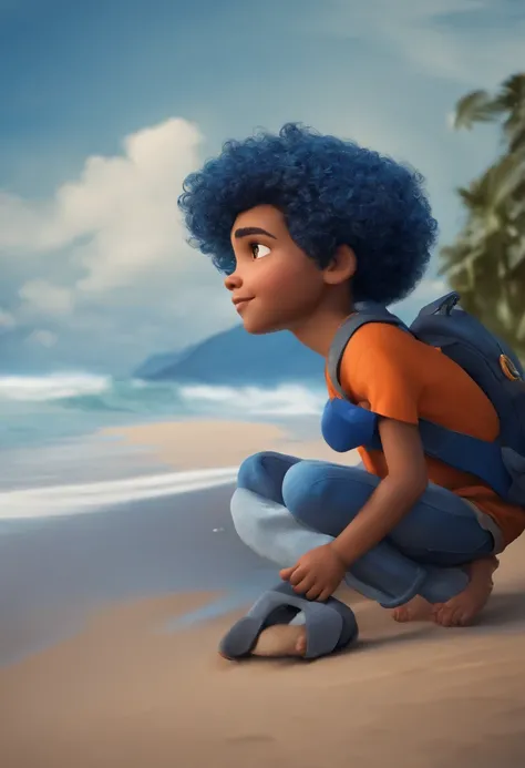 Jovem de cabelo azul menino estilo pixar