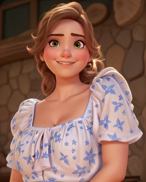 Uma mulher branca estilo disney pixar, alta qualidade, melhor qualidade